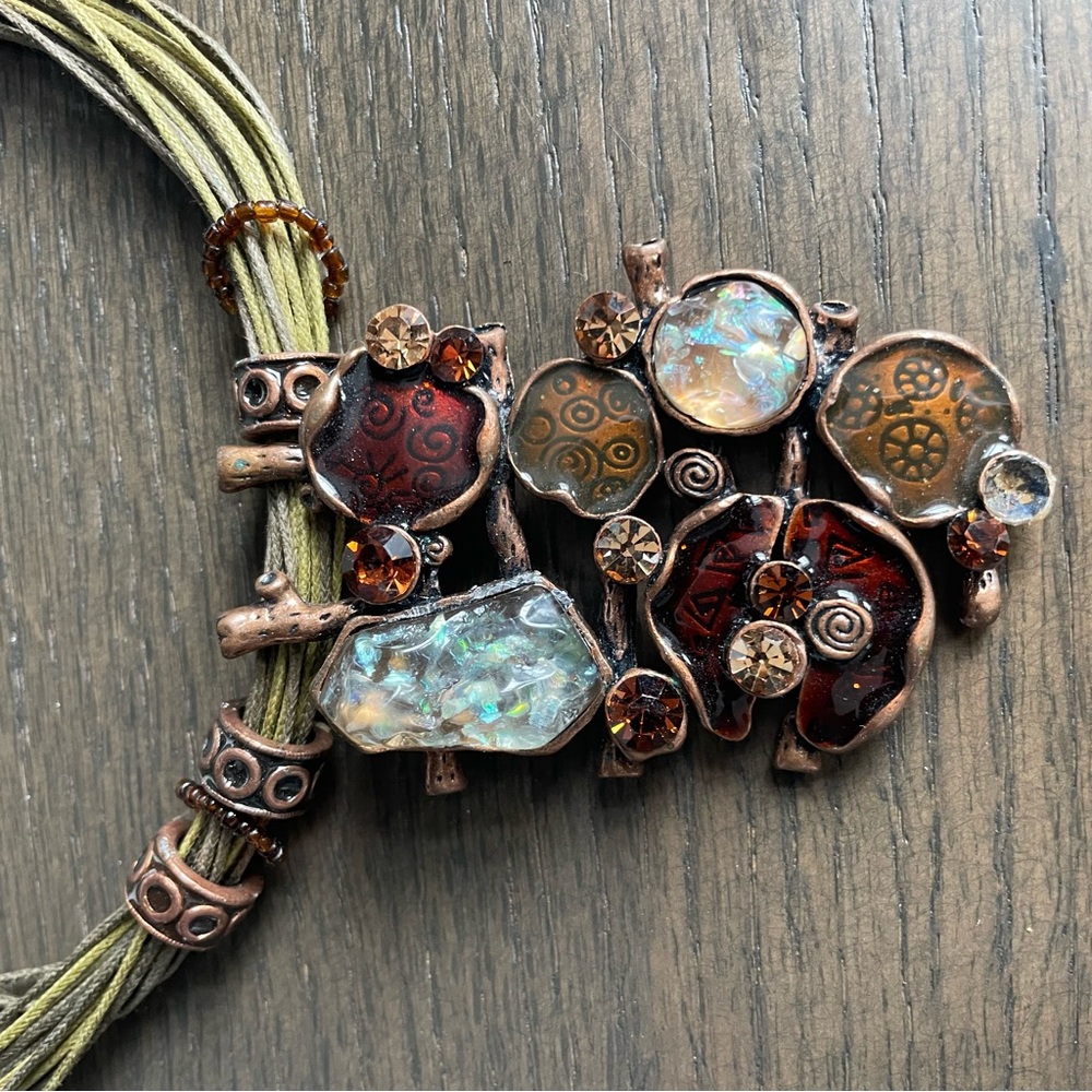 Artisan Copper tones and Multicolor Necklace - broken attachment